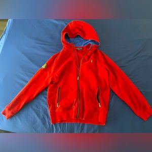 Mens sweatshirt top red with zipper pockets